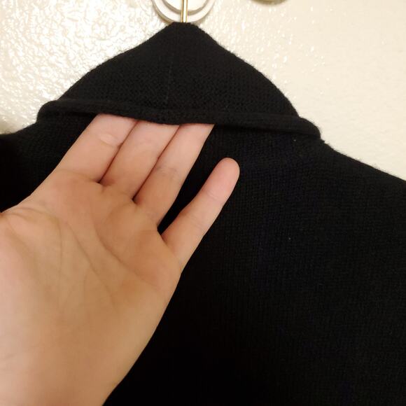 NWT BERYLL Cashmere Black Sleeveless Longline Open Front Quiet Luxury Cardigan - Picture 8 of 8